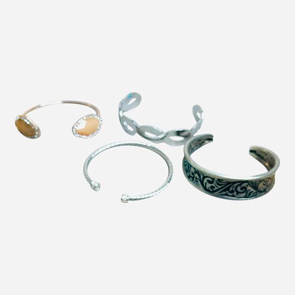 Cuff Bracelets Various Tones Materials Lot - Picture 2 of 6